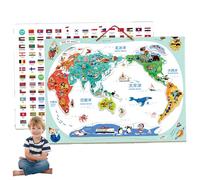 World Map Puzzle, 16x12 Inch Magnetic Educational Puzzles with Geography Handbook, Hanging World Map for Kids Gifts, Toys