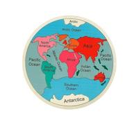 World Map Puzzle - Wooden 30cm Geography Learning Toy | Colorful Continents Oceans Jigsaw Educational Puzzle | Round Base Plate With Irregular Tiles For Kids Students Classroom Teaching Home Decor And
