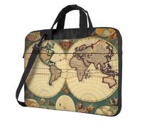 World Map Retro Laptop Bag for Women Men 14 inch, 360 Protective Computer Shoulder Bag Briefcase Messenger Bags