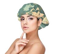World Map Retro Print Adult's Satin Sleeping Cap, Maintain Hairstyle, and Ensure Comfortable Sleep, 13 inches Black, Black, One size
