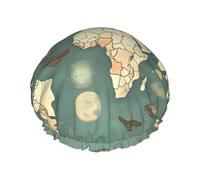 World Map Retro Print Large Size Waterproof Shower Cap For Women And Men Reusable Lightweight Soft Hat