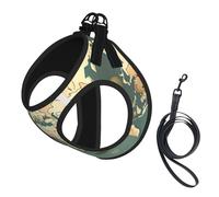 World Map Retro Print Small Dog Harness with Leash Set, No Escape Easy Walk Puppy Harnesses for Training Walking