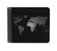 World Map Rosette Spiral Geometric Men's Leather Wallet Bifold Purse Card Holder Slim Money Clip Single-Sided Print