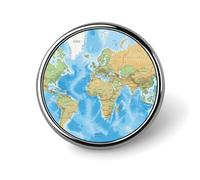 World Map Round Badge Cute Enamel Lapel Pin Brooches Button Pin Personalized Clothing Decoration Unisex Badge Holder Hats Bags Shirts Decor