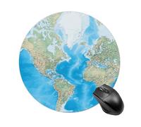 World Map Round Mouse Pad Smooth Glide Gaming Mousepad Extra Density Portable Comfortable Mouse Mat for Desk, Home, Office 7.8x7.8 Inches