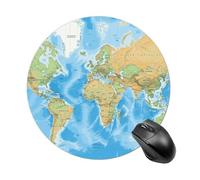 World Map Round Mouse Pad Smooth Glide Gaming Mousepad Extra Density Portable Comfortable Mouse Mat for Desk, Home, Office 7.8x7.8 Inches