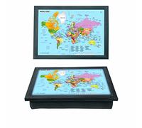 World Map Soft Cushioned Bean Bag Padded laptray Home Breakfast Dinner TV Laptop Writing (Grey)