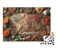 World Map Spices 1000 Piece Jigsaw Puzzle Paper for Adults Colorful Kitchen Decor Jigsaw Puzzle for Family Stress Relief Focus Gift 38x26cm/1000pcs