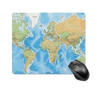 World Map Square Mouse Pad Portable Computer Mousepad with Non-Slip Rubber Base 18 * 22cm Ultra-Thin Gaming Mouse Mat for Computer Laptop Office Desk Accessories