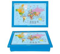 World Map Theme Large Wooden Lap Tray With Cushioned Bean Bag Brakfast, Dinner Laptop, TV, Food, Serving Tray (BLUE)