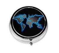 World Map This Small, Round, Three-Compartment Travel Pill Box is Perfect for Storing Daily medications, Vitamins, and on-The-go.