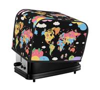 World Map Toaster Cover 2 Slice, Waterproof Bread Machine Covers with Pockets Universal Size Kitchen Small Appliance Cover with Handle, Dust and Fingerprint Protection