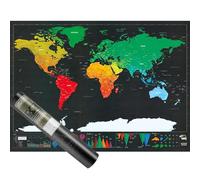 World Map Travel Gift, World Travel Scratch Map A3 Scratchable Poster Deluxe Scratch Off World Map Poster World Maps Wall Art, 42cm×30cm Black