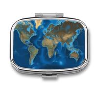 World Map Travel Pill Organizer A Daily Pill Box for Supplements 2 Compartment Pill Case Convenient for Carrying and Storing Medicines Box