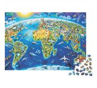 World Map Travel Thick Cardboard Couple Jigsaw, Cartographic Wonders Ultra Difficult Game, Weekend Hobby, 38x26cm/1000pcs