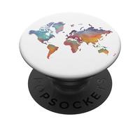 World Map Travel Watercolors White PopSockets Swappable PopGrip