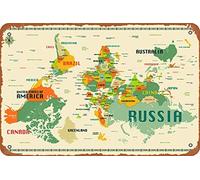 World Map Upside Down Metal Tin Signs Room Stuff Wall Decor Sign 8x12 Inch