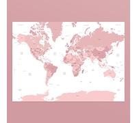 World Map Wall Art Poster - Choose Your Colour Large A1 A2 16"x20" (Pink, A1)