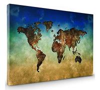 World Map Wall Art | World Map Canvas | Map of the World Wall Art | Map of the World Canvas | Map of the World Canvas | Framed Map of the World | Map Canvas | Vintage Teal Blue Map