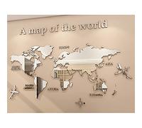 World Map Wall Decor, 3D Wall Stickers DIY World Travel Maps Wall Decal Sticker Murals Maps Acrylic Office Wall Art Decor for Travelers, Office Decor