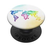 World map - watercolor world countries travel globetrotter PopSockets Swappable PopGrip