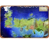 world map Westeros, backgound, A Song of Ice and Fire Metal Tin Sign Retro Wall Decor for Home Gate Garden Bars Restaurants Cafes Office Store Pubs Club Sign Gift 12 X 8 INCH Plaque Tin Sign