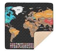 World Map with Diverse Tints Soft Thick Baby Play Mat for Indoor Outdoor Portable Padded Baby Mat for Baby Toddler Infant, 50'' x 50''