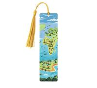 World Map Wood Bookmark for Book Lovers Birthday Teachers Gift, Handmade Craft Book Marks Ornaments with Tassel Exquisite Reading Page Markers for Men Women