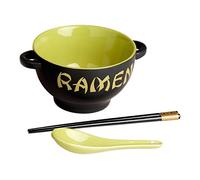 World Market Japanese Ceramic Ramen Bowl Set - 3-pc Green Rooster Noodle Bowl with Soup Spoon and Chopstick - Soup Bowls for Noodle Soup, Ramen, Udon, Miso, Thai, Curry, Soba, Pho Soup - 17. 5 Ounce