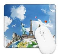 World Monument Mouse Pad,Square Waterproof and Non-Slip Rubber Base Mousepad,Suitable for Computer Desk Wireless Mouse 11.8" x 9.8"