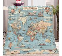 World Nautical Map Pattern Flannel Fleece Throw Blankets Small Single Size Soft Cozy Print Throw, Multi Fluffy Fall Blanket Plush Home Decor for Couch Bed Sofa Living Room Bedroom, Gifts Blanket
