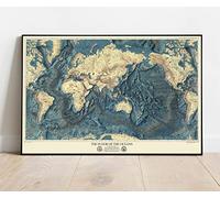 World Ocean Floors and Land Relief 1976 - Historical Topographic Map Print - 24in x 16in