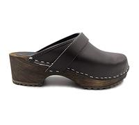 World of Clogs AM100 Swedish Wooden Clogs - Dark Brown - 39 EU