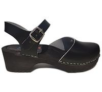 World of Clogs AM414 Wooden Clog Sandals - Black - 37 EU