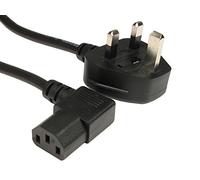 World of Data 1.8m UK Mains Plug to Right Angled IEC (C13 Kettle Lead) Right Angle 5A Fuse (10A on IEC socket Connector) - GTSA-3 N14586