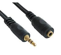 World of Data - 15m 3.5mm Jack Extension Cable - - 24k Gold Plated - Audio - Stereo - Male to Female - Black coloured