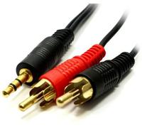 World of Data 15m 3.5mm Jack to Twin (2x) RCA Cable -100% Copper Wire - Gold Plated - Left & Right Audio - Stereo - Male to Male