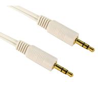 World of Data 1m 3.5mm Jack Cable WHITE Coloured 24k Gold Plated Audio Stereo Male to Male
