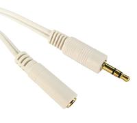 World of Data - 1m 3.5mm Jack Extension Cable - Premium Quality - 24k Gold Plated - Audio - Stereo - Male to Female - White coloured