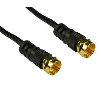 World of Data 1m F-Type Satellite Cable | 24k Gold Plated | 75ohm | Coax, Antenna, F-Connector, Aerial, Lead | BLACK colour