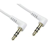 World of Data 1m Right Angle 3.5mm Audio Jack Cable - - 24k Gold Plated - Audio - Stereo - Male to Male - Right Angle to Right Angle - WHITE coloured