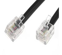 World of Data - 20m ADSL Cable - Gold Plated Contact Pins | High Data Speed | Internet Broadband | Router or Modem to RJ11 Phone Socket or Microfilter | Black