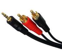 World of Data 3m AudioPro 3.5mm Audio Jack to Twin RCA Cable 3m - 24k Gold Plated - Bi-Directional - Audio - Stereo - Male to Male - 3m