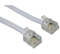 World of Data 5m ADSL Cable - Gold Plated Contact Pins - High Speed Internet Broadband - Router or Modem to RJ11 Phone Socket or Microfilter - WHITE