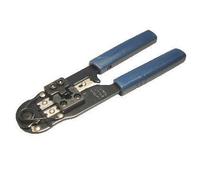 World of Data RJ-45 hand crimp tool for 8P8C use, crimps, strips and cuts - Modular plug, crimp, strip and cutting tool - Strips flat and round cable