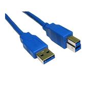 World of Data USB 3.0 A to B Cable, 2m, Super Speed 5Gbps, 100% Copper, Shielded, Gold Contacts, Blue