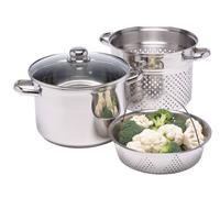 World of Flavours Pasta Pot with Strainer and Vegetable Steamer Basket in Gif...