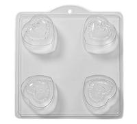 World Of Moulds | 4 Cavity Frilly Bow Heart Soap/Bath Bomb Mould Mold M18