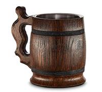 World Of Nature Large Wooden Beer Mug - Oak - Handmade with Amazing Craftsmanship and Quality Materials - Lined with Metal - Heavy Duty - Sturdy - Long Lasting