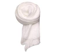 World of Shawls Chic Ladies Cotton Blend Crinkle Distressed Effect Scarf with Fringed Edges (White)